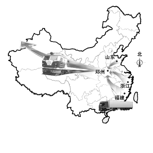 　未來(lái)將有更多沿海城市的貨物集中到鄭州，然后搭乘鄭歐班列出口歐洲。扈森 制圖