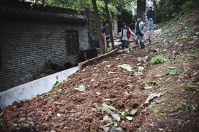 27日，天心區(qū)青山祠福王墓附近，小山坡被人開墾成梯田種菜?！　D/實習生蔣麗梅