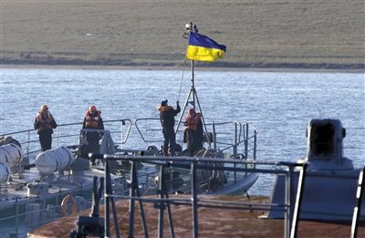 當地時間2014年3月21日，克里米亞塞瓦斯托波爾，烏克蘭海軍登陸艦。