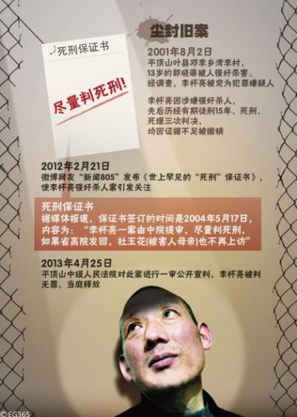 因涉嫌奸殺幼女，李懷亮被羈押了近12年，先后歷經有期徒刑15年、死刑、死緩三次判決，最終因“證據不足、事實不清”于近日被宣判無罪，當庭釋放