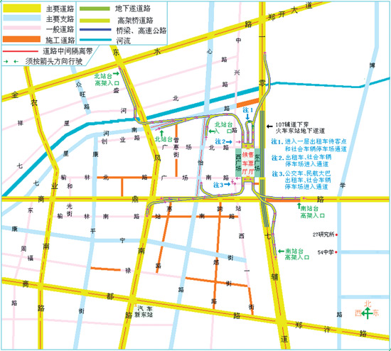 的哥王國順繪制的《鄭州火車新東站地址位置圖》