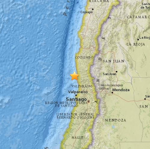 智利西部海域發生8.3級地震