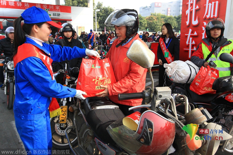 今年廣東、廣西兩省共193座中石化油站將為返鄉車主提供“6+X”免費服務，并將為1萬名“返鄉摩騎”免